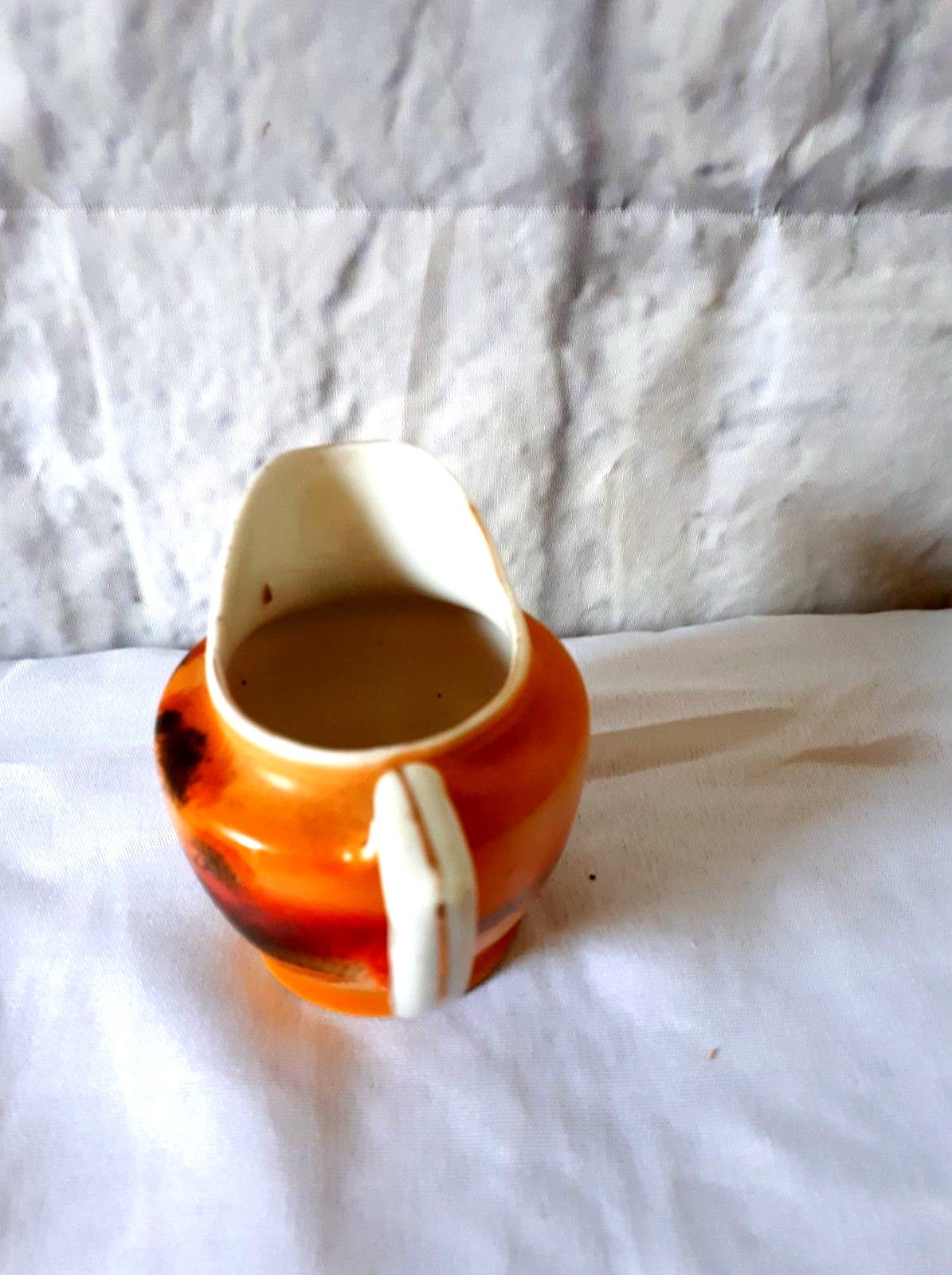 Vintage 3'' Jug  Burnt Orange Tree Windmill Lake Made In Japan