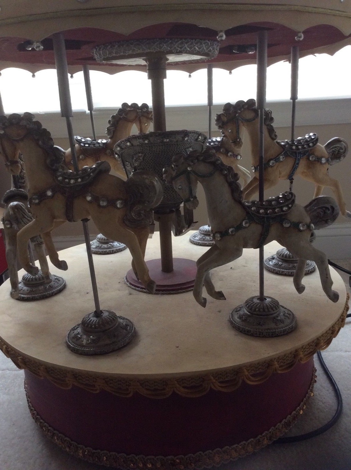 Antique wooden automatic carousel with Crystals