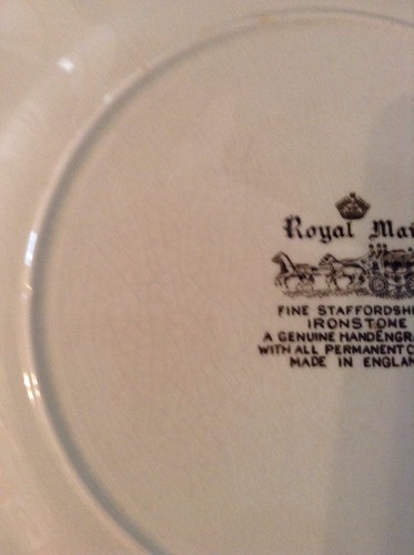 ROYAL MAIL STAFFORDSHIRE BLACK WHITE STAGECOACH DINNER PLATE FARMHOUSE DECOR