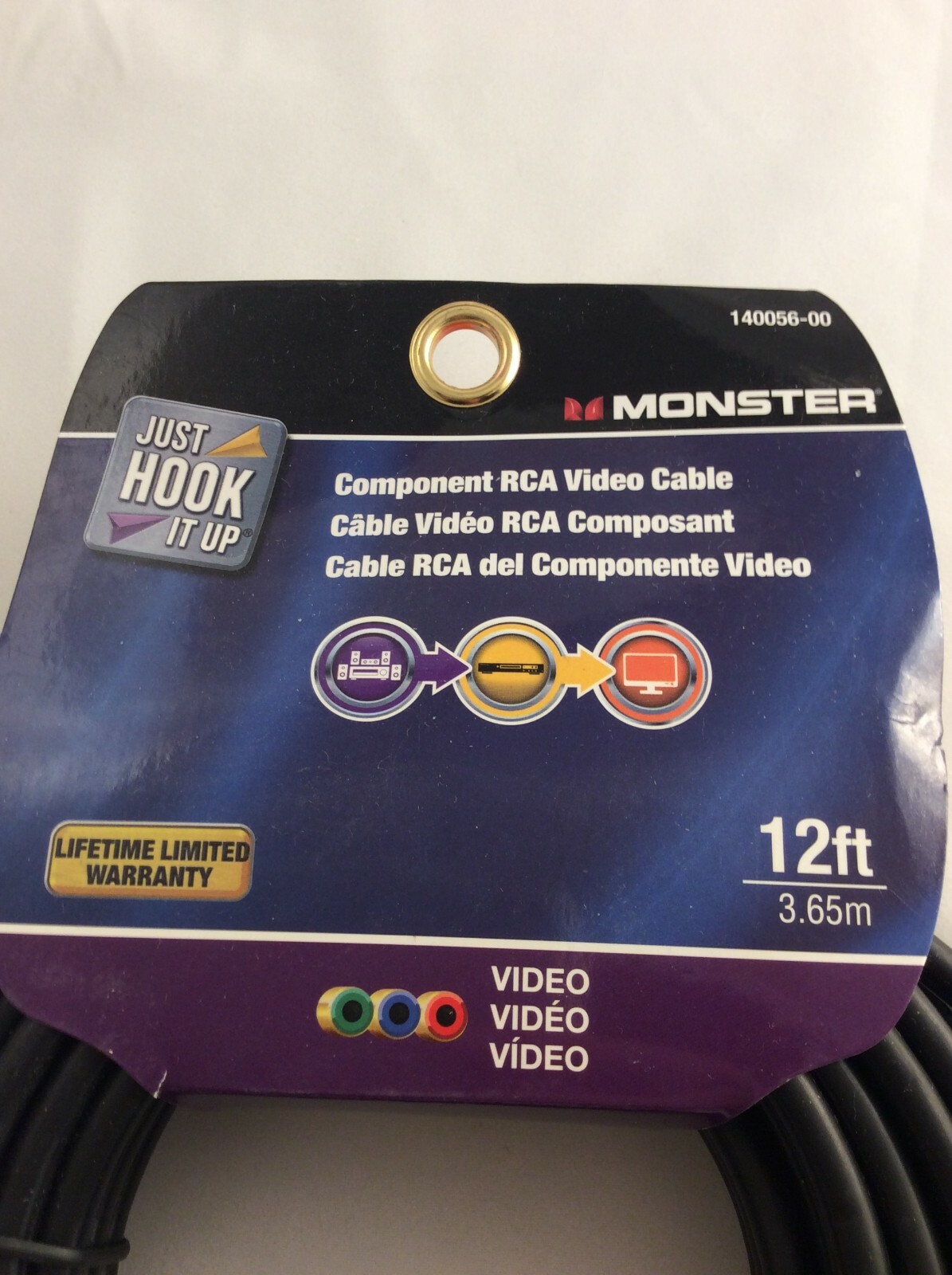 Monster  Just Hook It Up  12 ft. Component RCA Video Cable  RCA