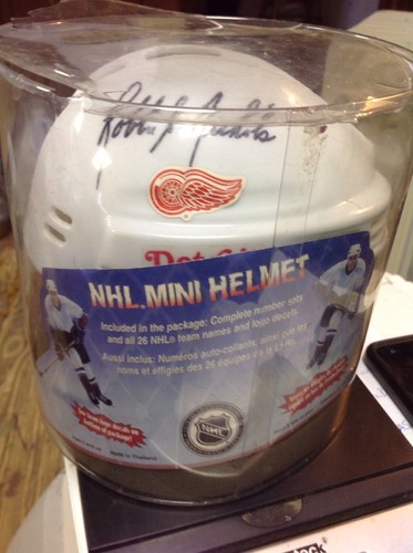 NHL Mini Detroit Redwings Helmet Autographed By Two Players
