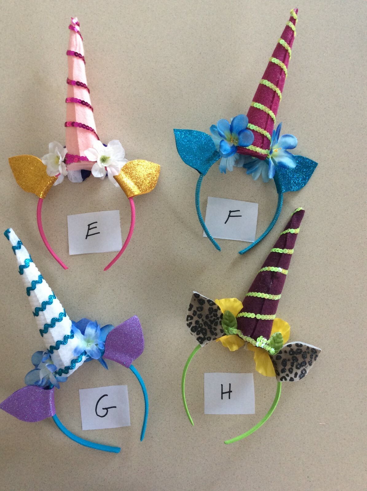 UNICORN Headband Floral With Ears (14 HANDMADE) YOU PICK from letter