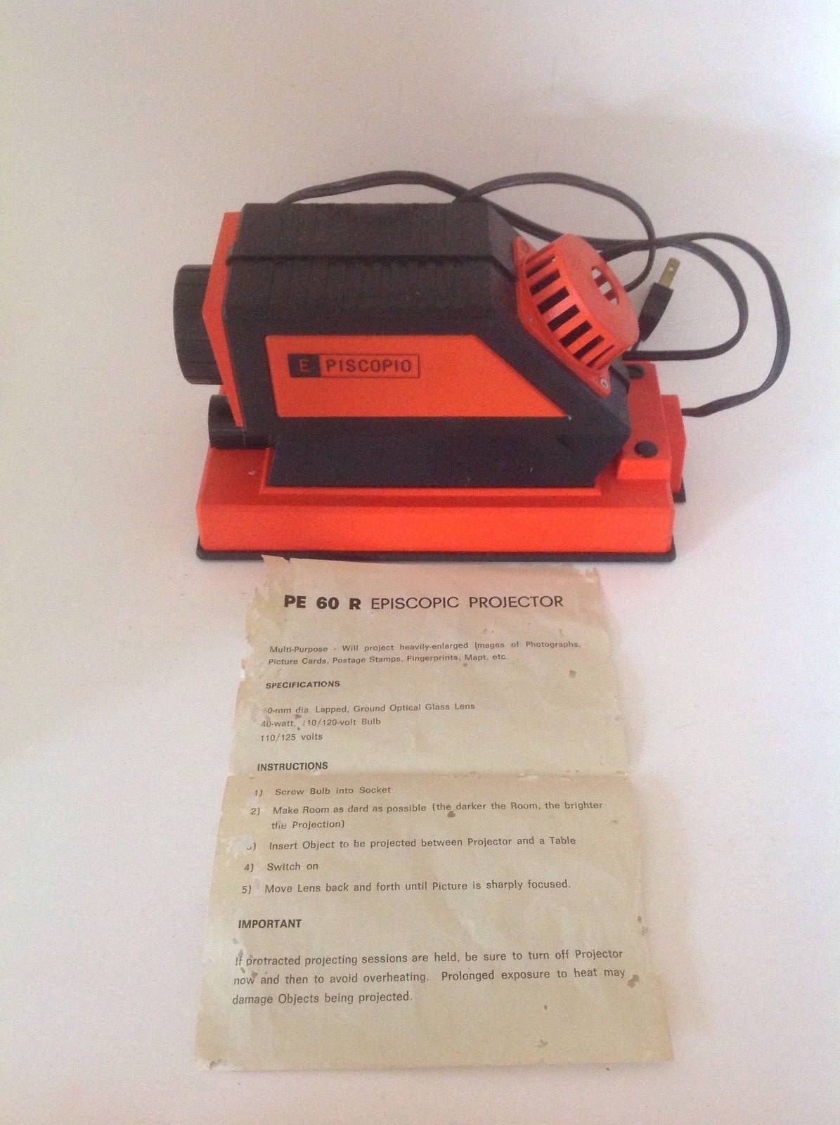 Vintage Proiettore Episcopio Projector Italy With Box.