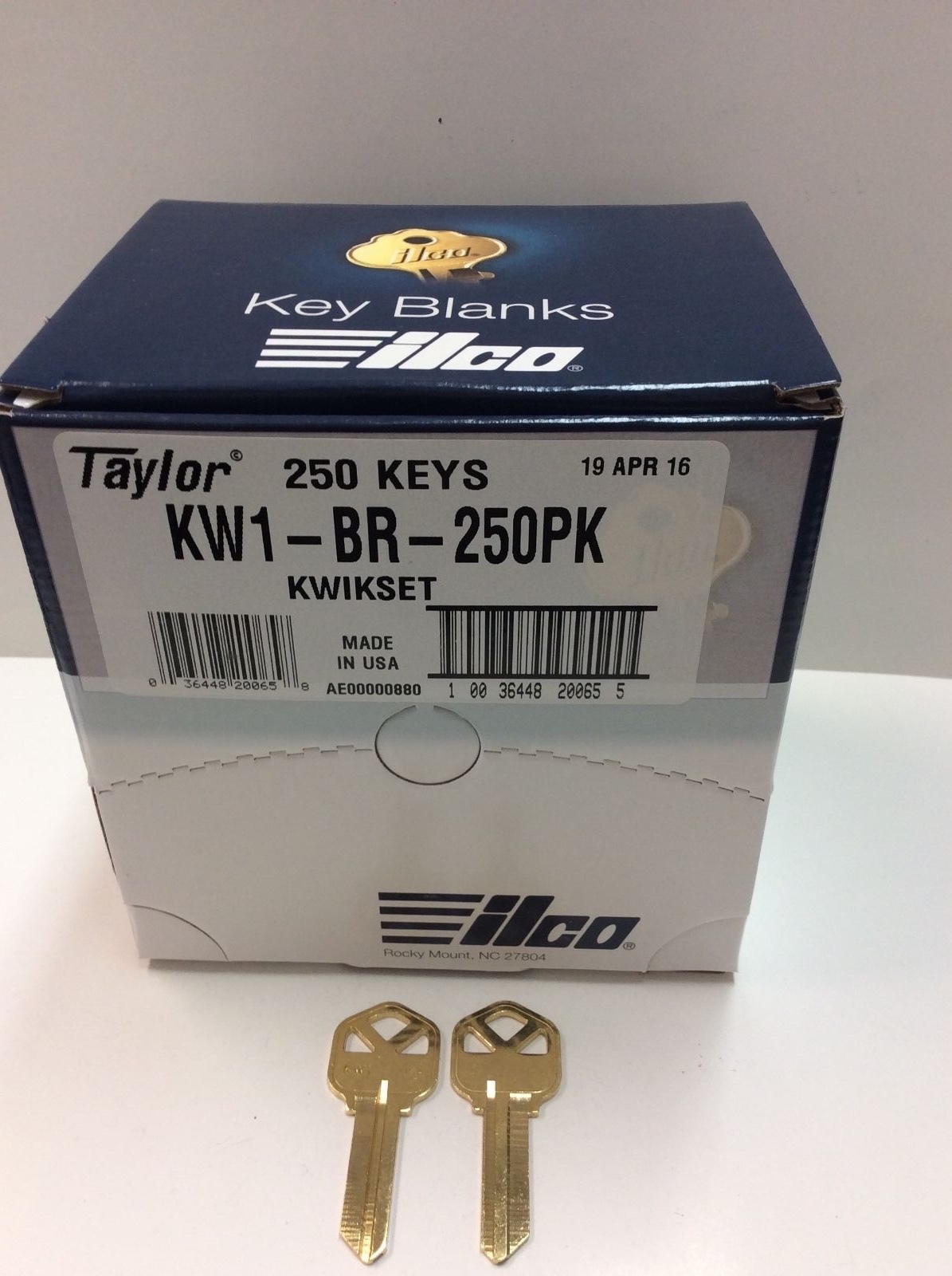 Key Blanks for Locksmith / 250 Kwikset KW1 / Brass / Made by Ilco