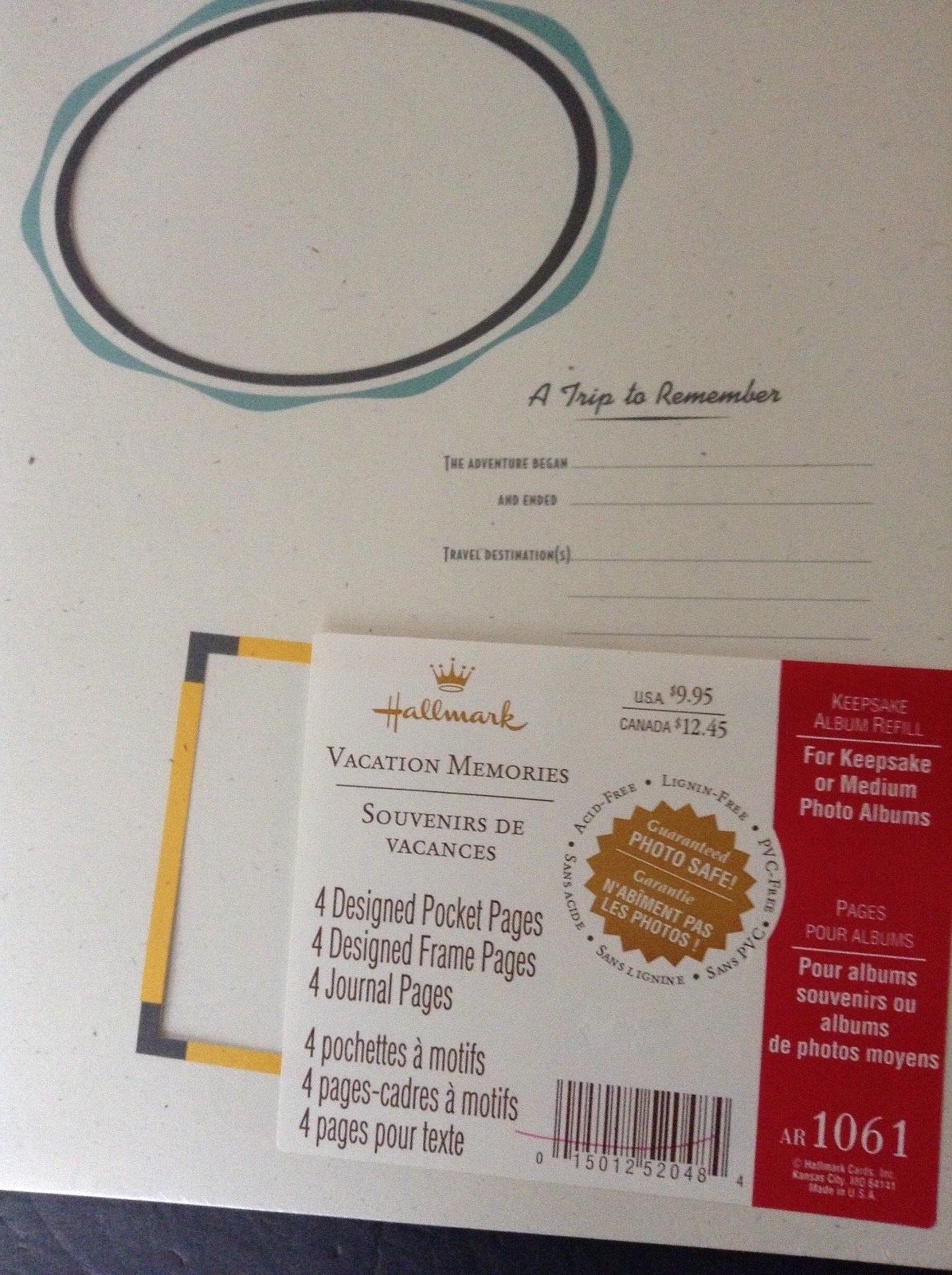 Hallmark Vacation Memories Pages for Med Photo Albums Keepsake pages12 pages