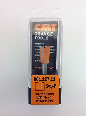 CMT 801.127.11 Mortising Router Bit, 1/4" Shank, 1/2" Diameter,  Made in Italy