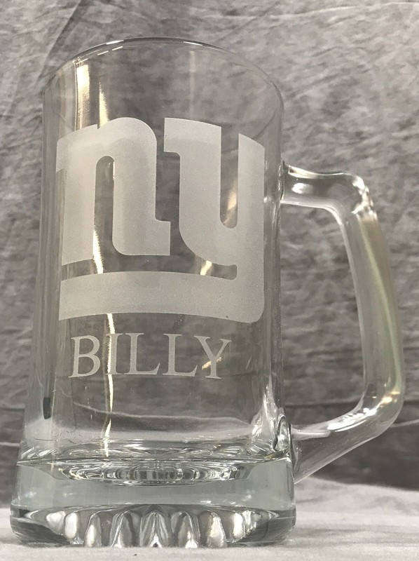 Pottery Barn New York Giants Nfl Glass Beer Mug Billy Monogram