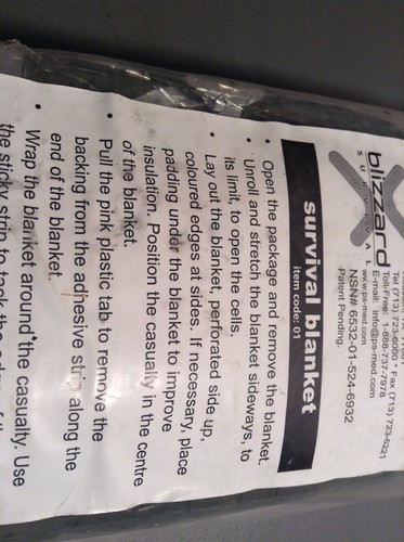 NEW PERFORMANCE SYSTEMS Emergency Blizzard Survival Blanket