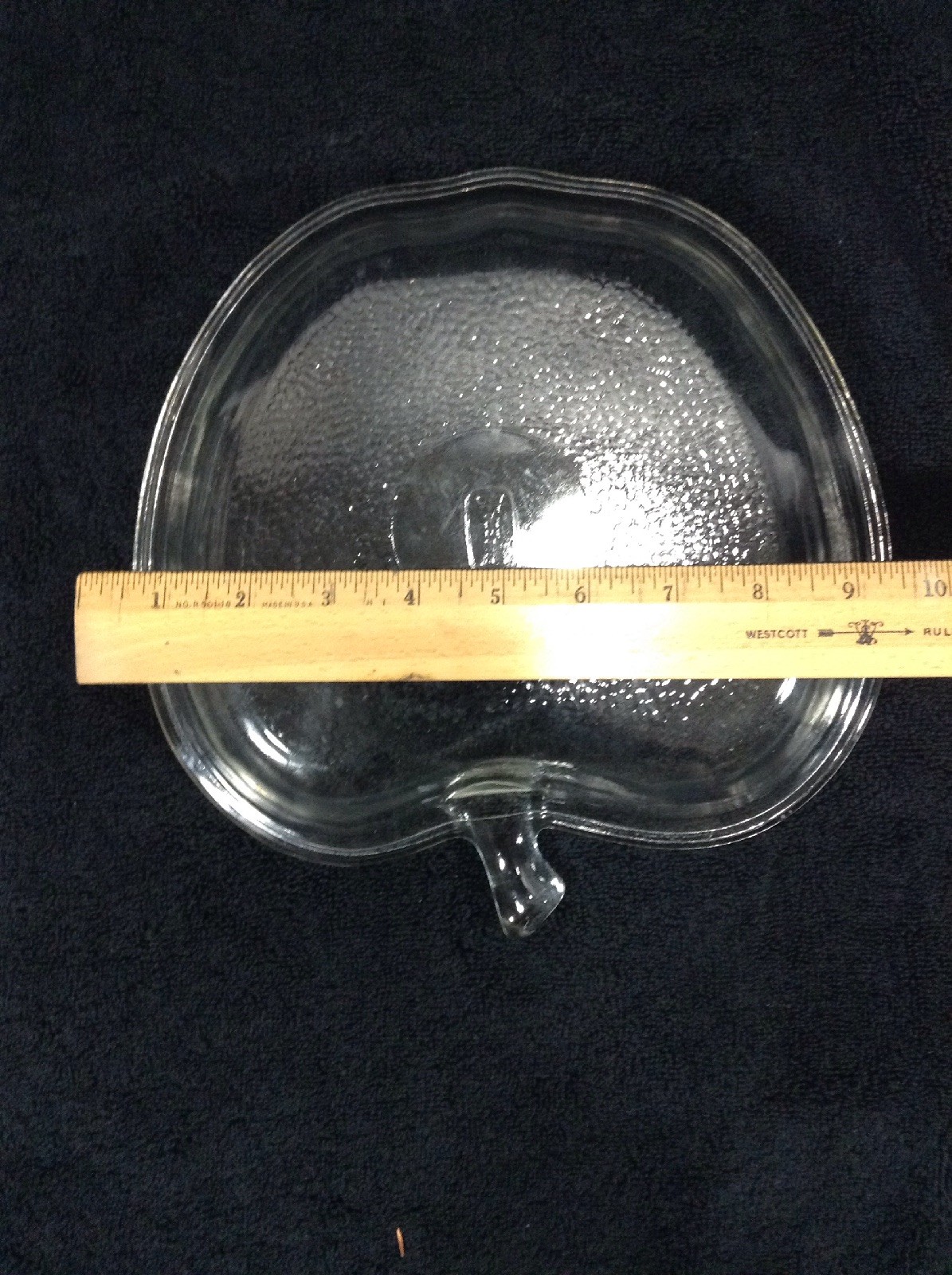 Glasbake Apple Pie Plate Vintage VTG Clear Glass 10 inch Rare Teacher Bakeware