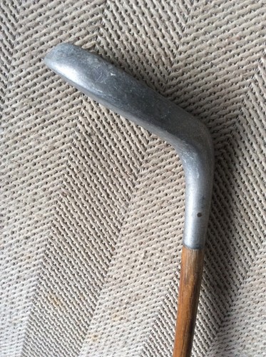 Antique Hickory Wood Shaft True Long Nose Aluminum Mallet Putter Golf Club