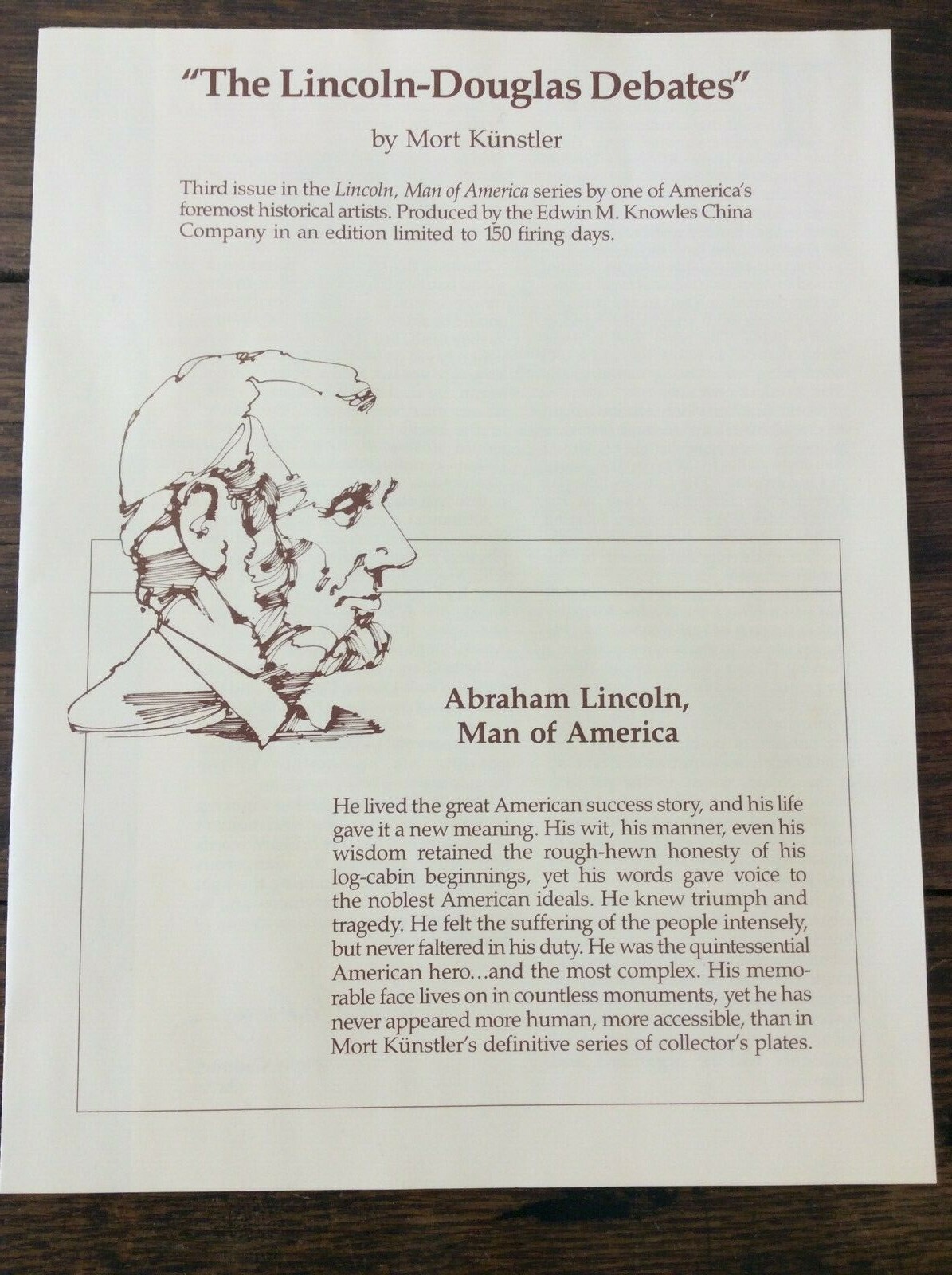Knowles Collector Plate, Lincoln, Lincoln-Douglas Debates, Orig Box & Papers