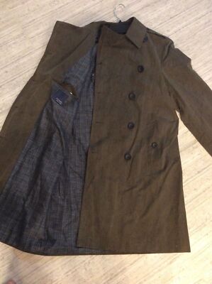 Pre-owned Hickey Freeman $895.00  Light Weight Lined Waxed Cotton Top Coat Olive Size 42 R In Green