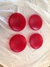 4 Vintage PYREX STAGE LIGHT LENS 7 9/16 DIA. Red