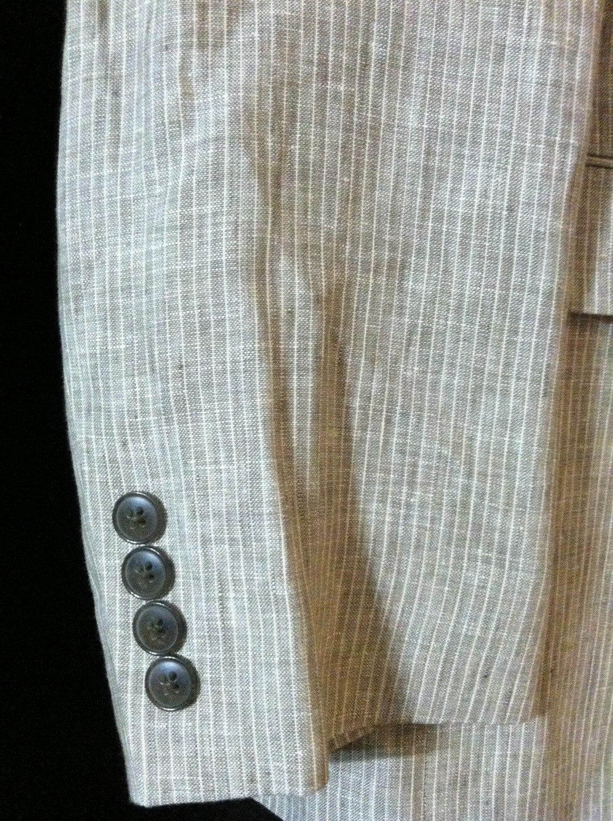CALVIN KLEIN MENS NEW TAN 100%LINEN 2PC SUIT WITH STRIPES JACKET: 40S PANTS:34