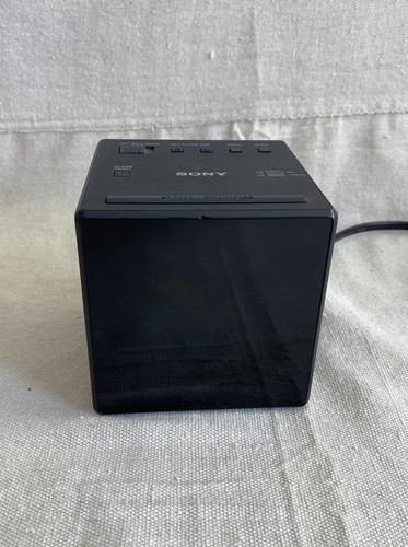 Used Sony ICF-C1 AM/FM Alarm Clock Radio - Black With Black Face and Amber LED