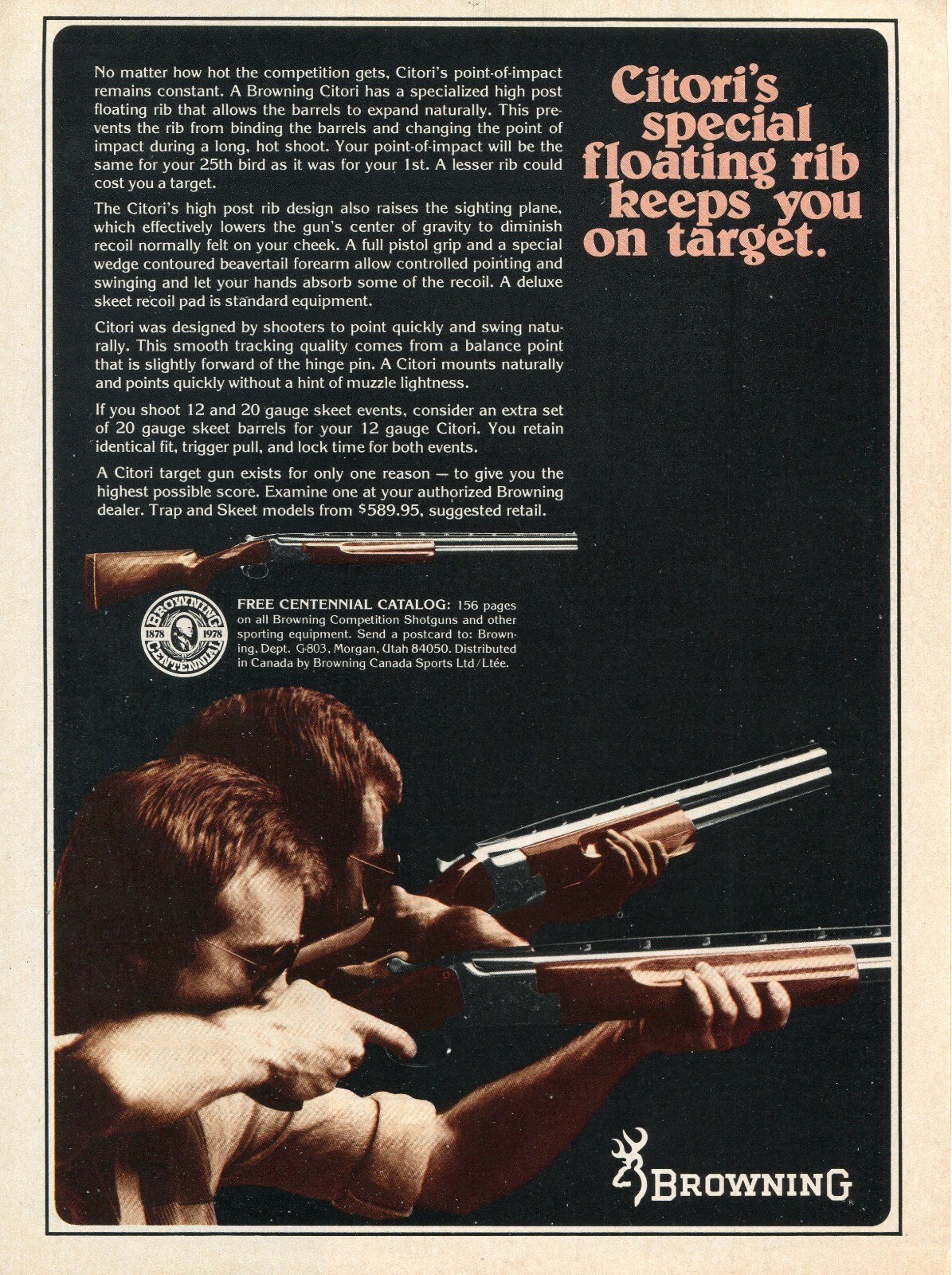 1978 Print Ad of Browning Citori Trap & Skeet Shotgun