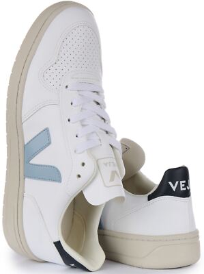 Pre-owned Veja V-10 Cwl Mens Sneakers White Blue Size Us 6-13