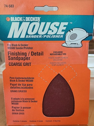 Black & Decker Mouse 1pk Sandpaper Polisher Pads COARSE GRIT Fits MS500 Sander