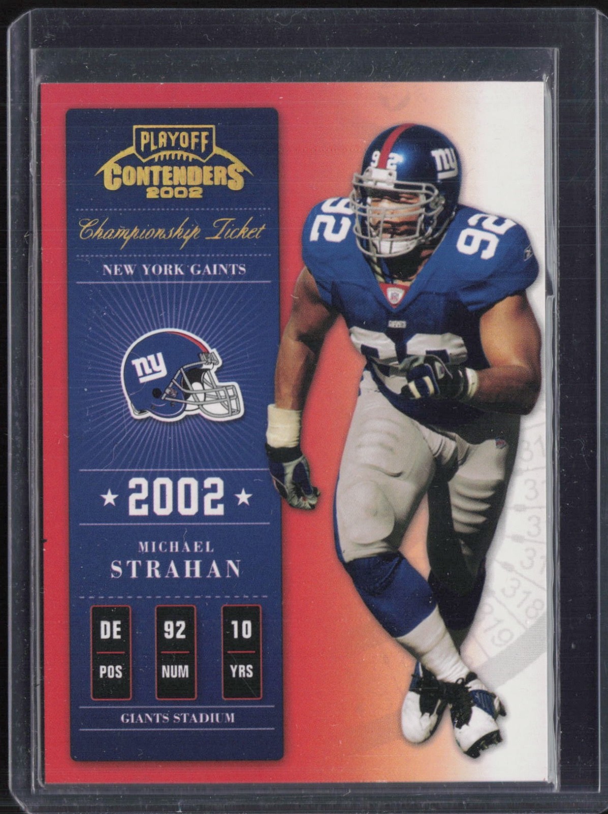 2002 Playoff Contenders Championship Ticket #58 Michael Strahan 218/250