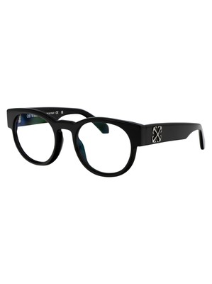 Pre-owned Off-white Oerj058s24pla0011000 Style 58 Black Eyeglasses In Clear Lens