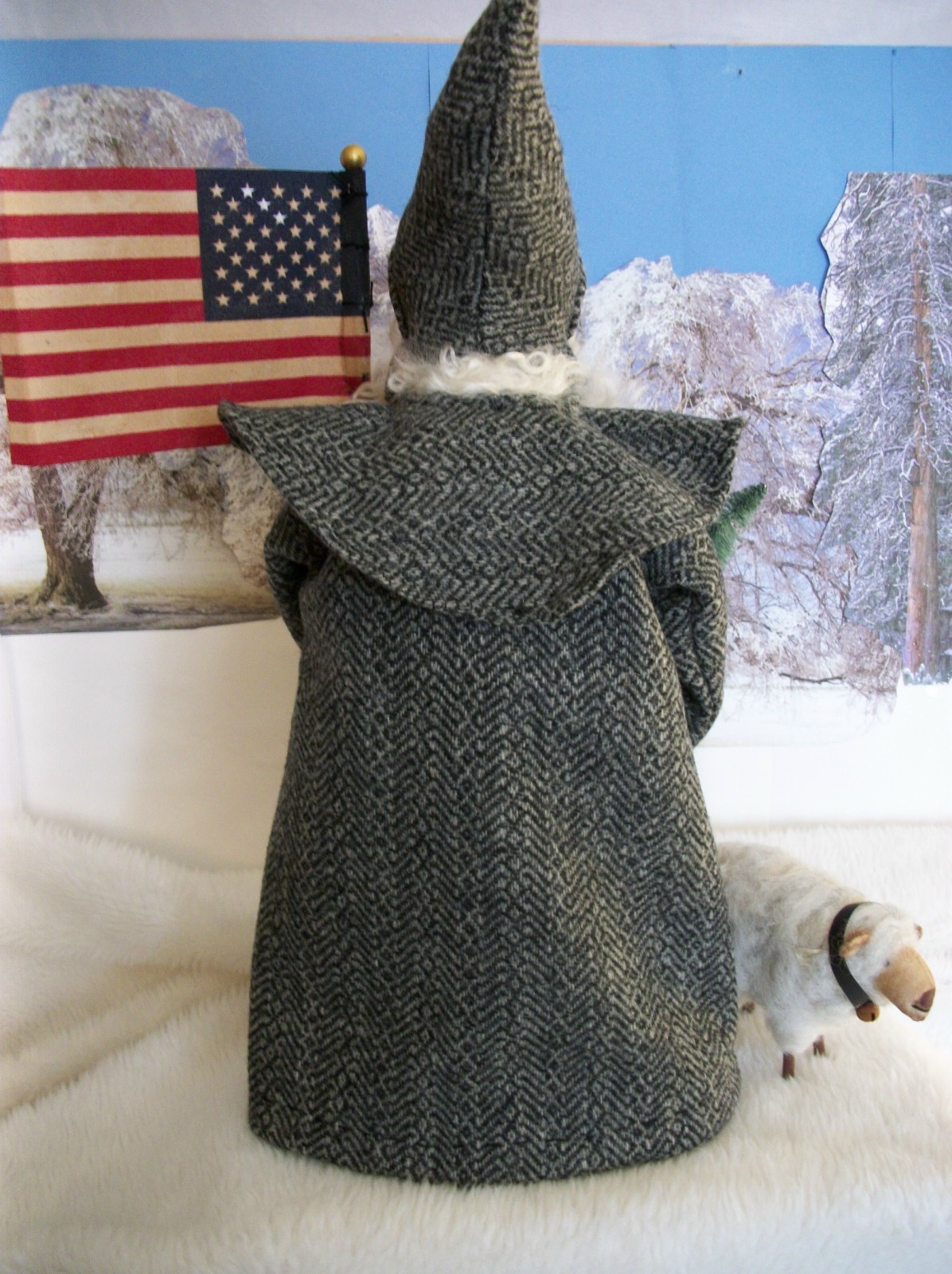 Primitive doll,Christmas, Santa & sheep,handmade,collectibles, Dumplinragamuffin