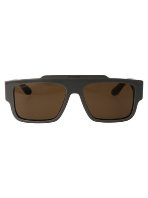 Pre-owned Gucci Gg1460s-003 Grey Sunglasses In Brown