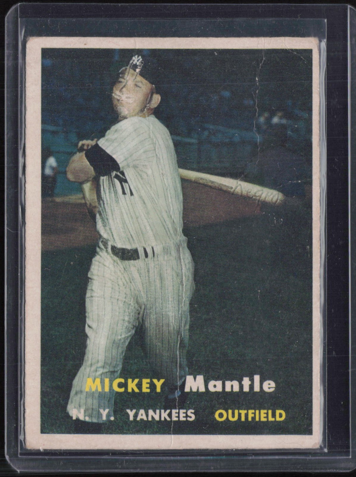 1957 Topps Baseball #95 Mickey Mantle Creased