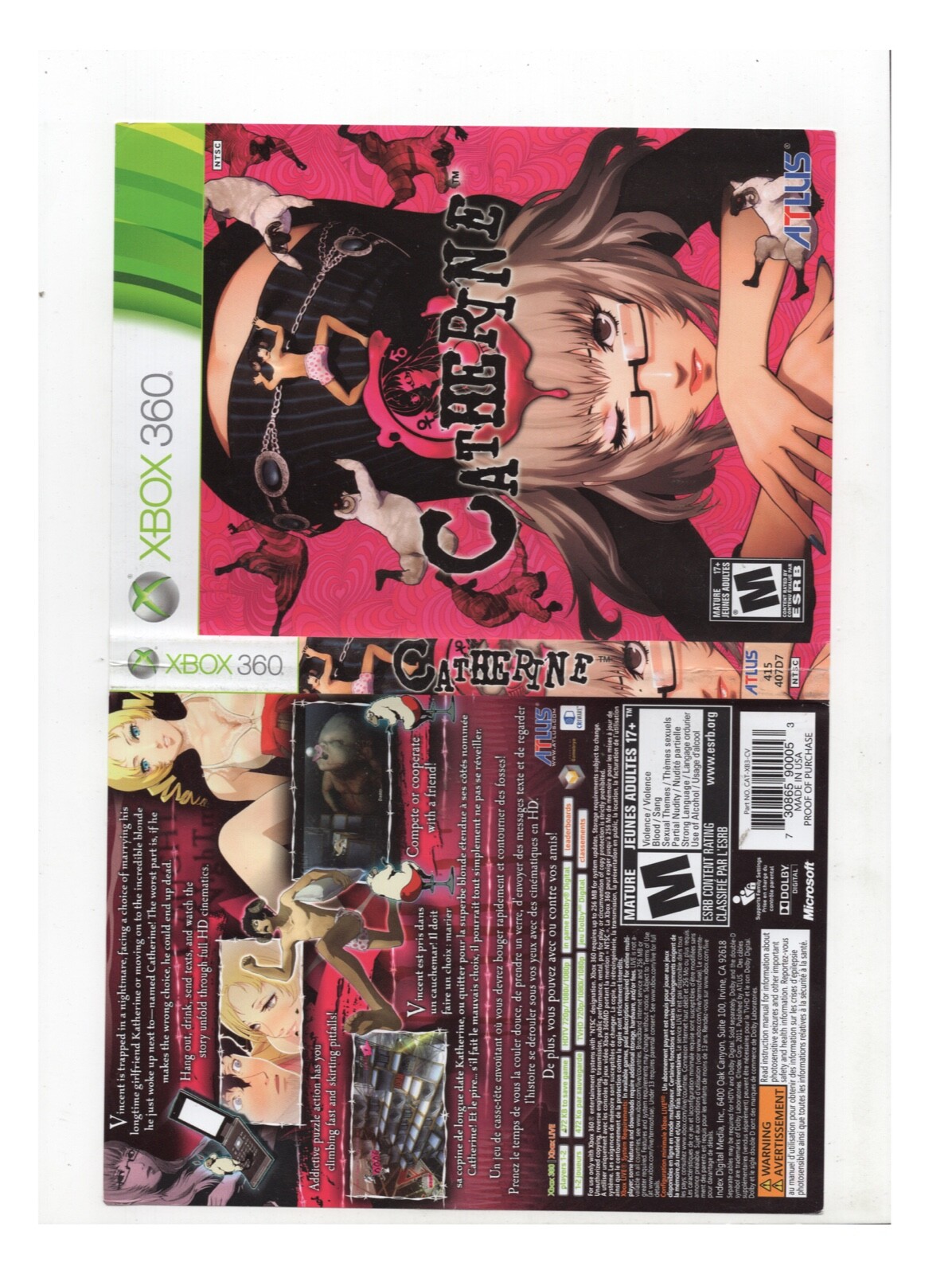 Catherine Xbox 360 ARTWORK ONLY Authentic | eBay