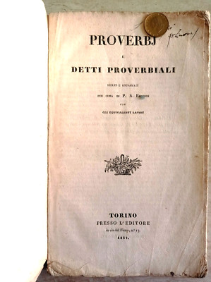 P. A. Barosso Proverbj e detti proverbiali Torino 1837 con annotazioni autografe