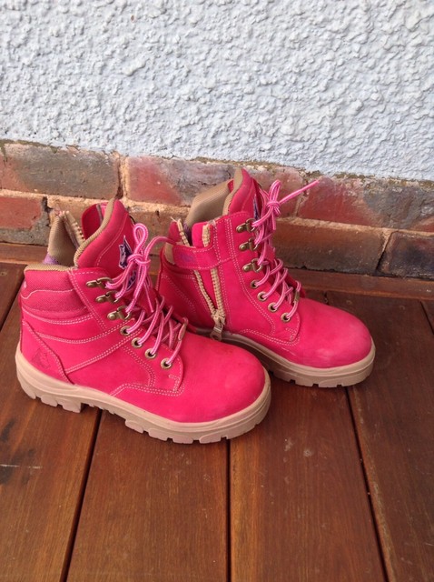 blue steel pink boots