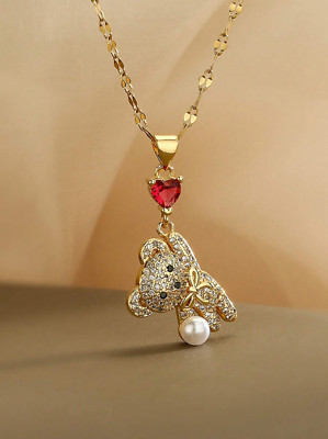 Collares 14K Collar Con Pendiente de Oso Joyeria Regalos para Mujer Gargantilla