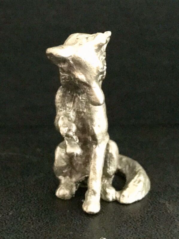 Pewter FOX Wild Animal Silver Metal Statue Figurine S