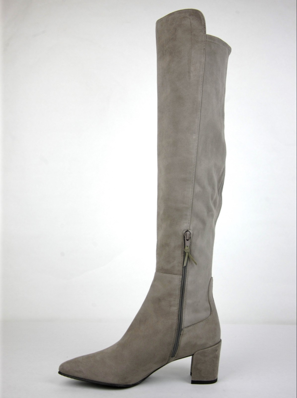 Pre-owned Stuart Weitzman $765  Taupe Suede Allwayhunk Over-the-knee Boot In Brown