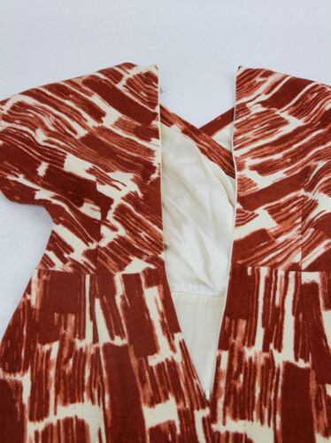 Pre-owned Bottega Veneta $2180  Women's Orange/white Pattern Dress 312356 9814