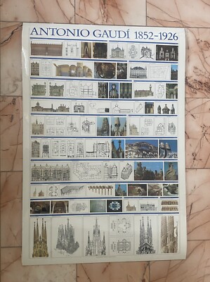 ANTONIO GAUDI ARCHITECTURE 1852-1926 RARE 1991 ART POSTER