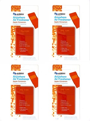 AirBoss Apple Cinnamon Anywhere Air Freshener Portable Fragrance 4 Pack