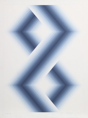 Babe Shapiro, Blue Hexagons, Screenprint, signed in pencil