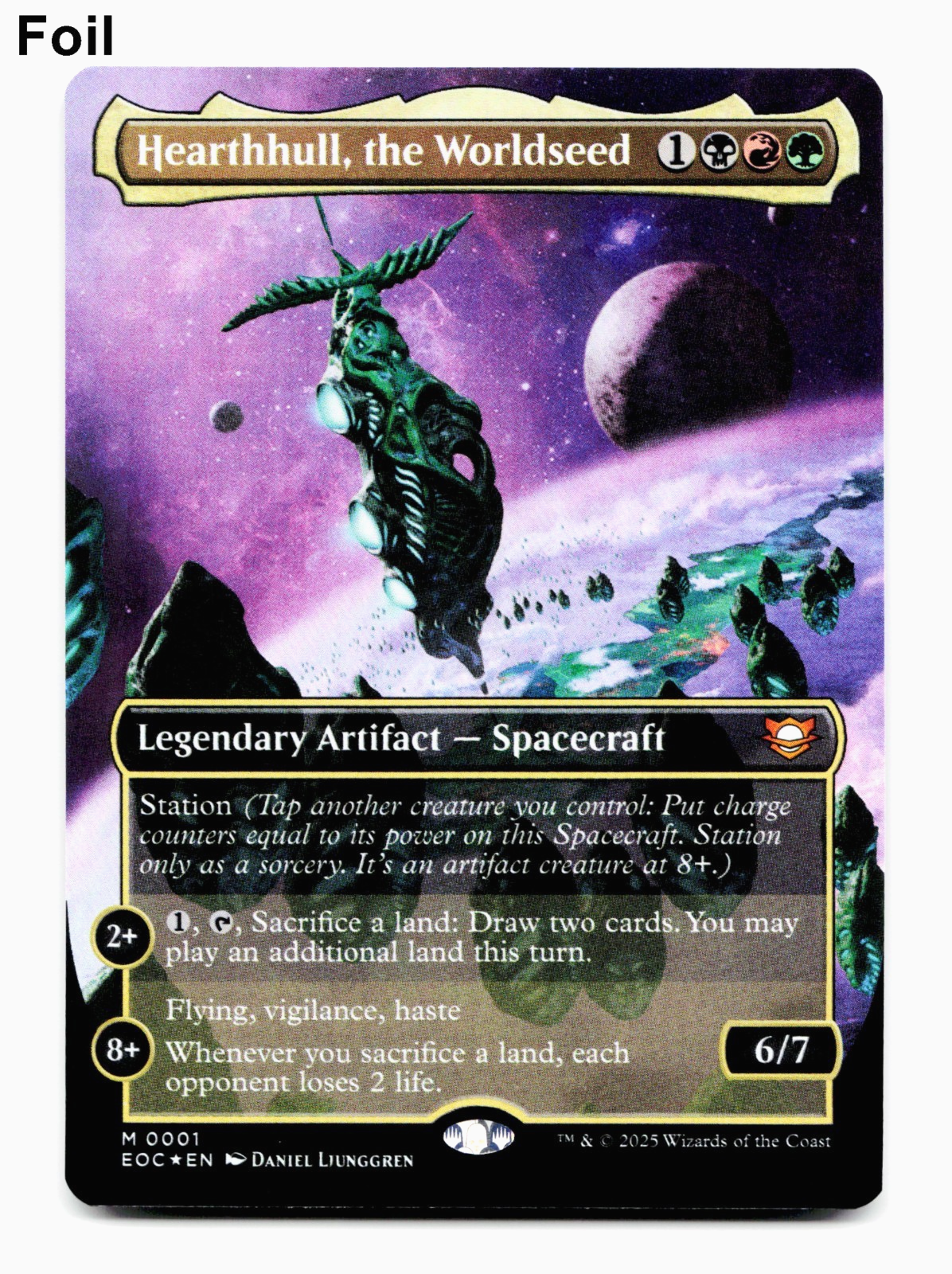 MTG foil ダク•フェイデン　MED RNA Hearthhull, the Worldseed (Borderless Foil) [Commander: Edge