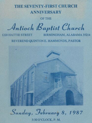 1975 birmingham AL black church Antioch Baptist Church Hattie Av ALABAMA program