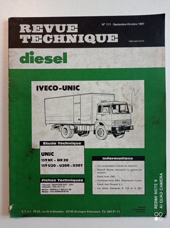 Revue Technique 1981 Rta 111 Unic 159nc Nr20 159 U20 U20r U2ot
