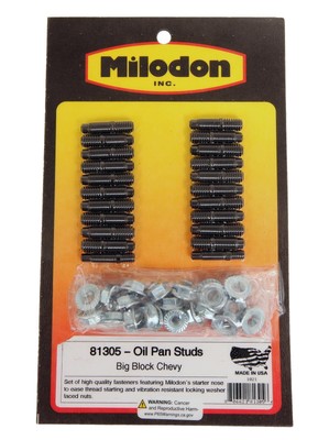 Milodon Oil Pan Studs Black Oxide/Zinc Plated Hex Nut Chevy Big Block Kit