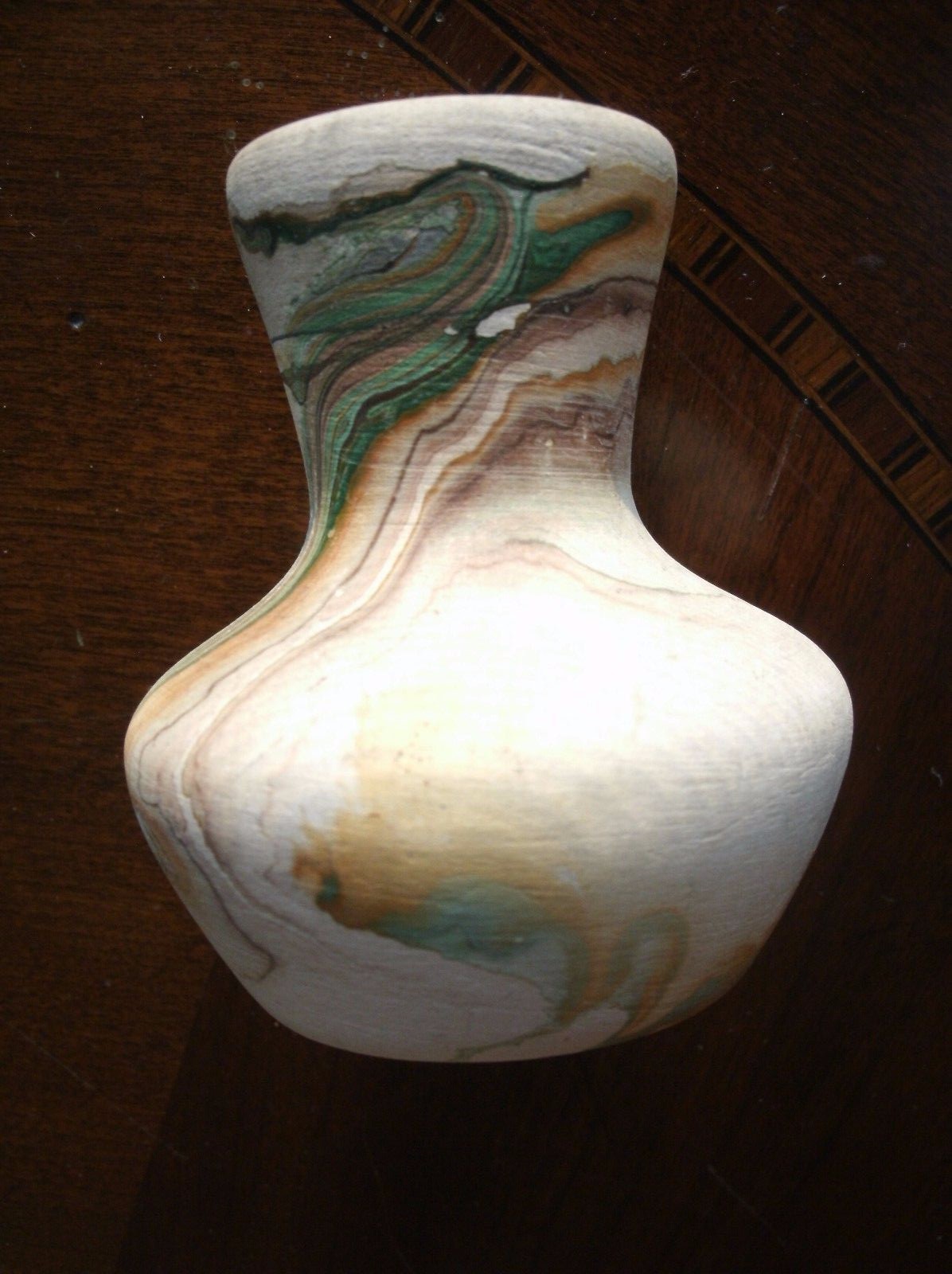 Nemadji Pottery Small Vase USA Color Swirled