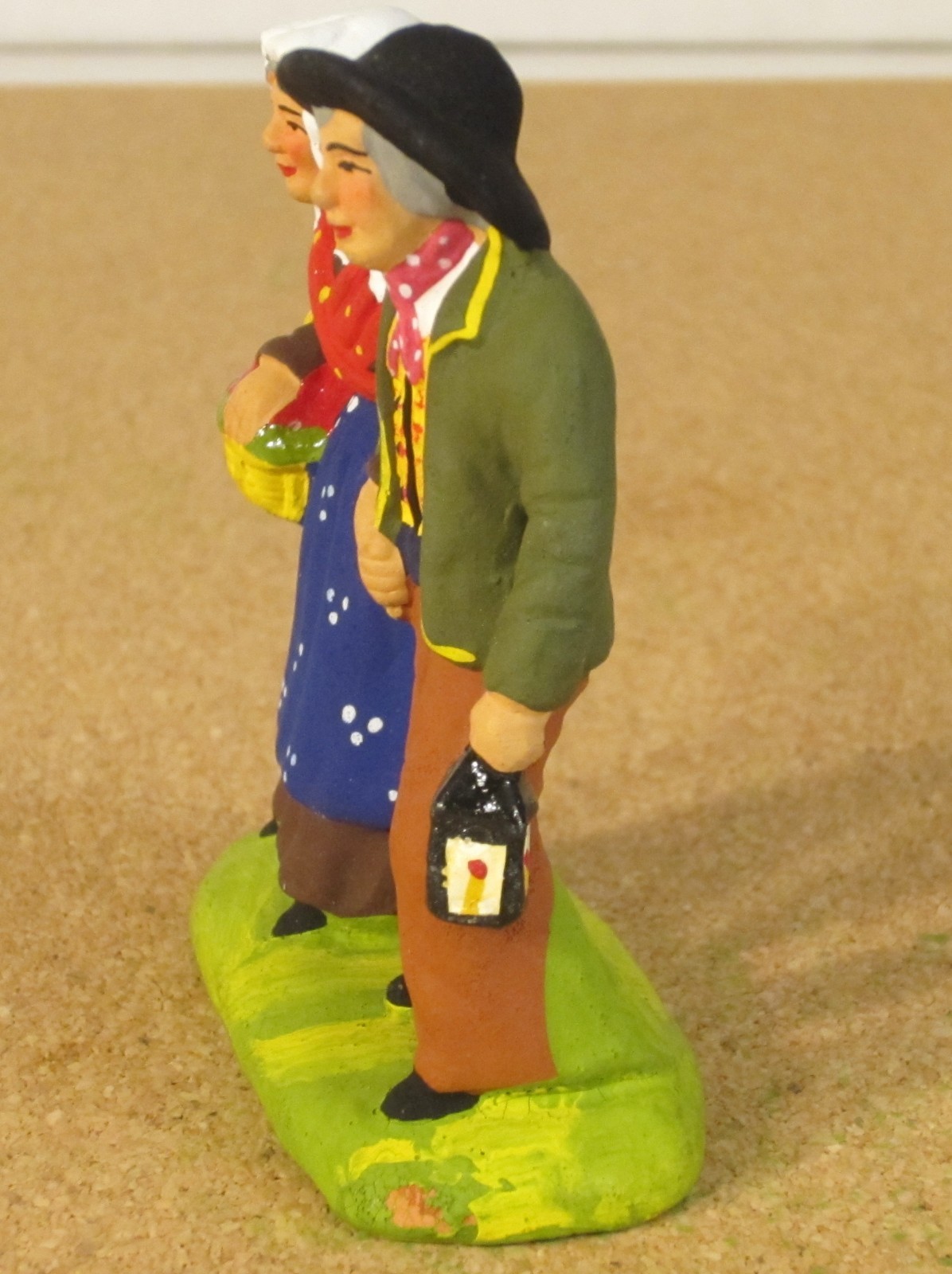 Carbonel French Nativity santon #2 older couple walking with arms linked