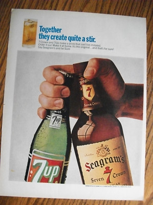 1965 VTG Original Magazine Ad 7 Up Soda And 7 Crown Create Quite A Stir Together