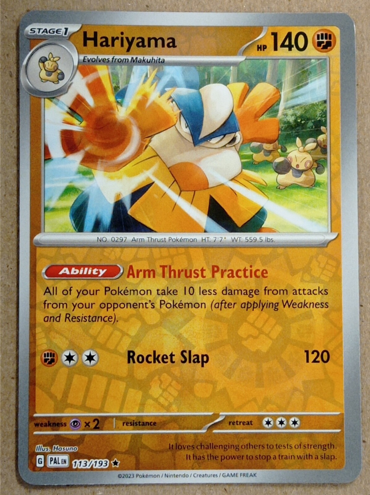 POKEMON Card - Hariyama 113/193 - Reverse Holo - Paldea