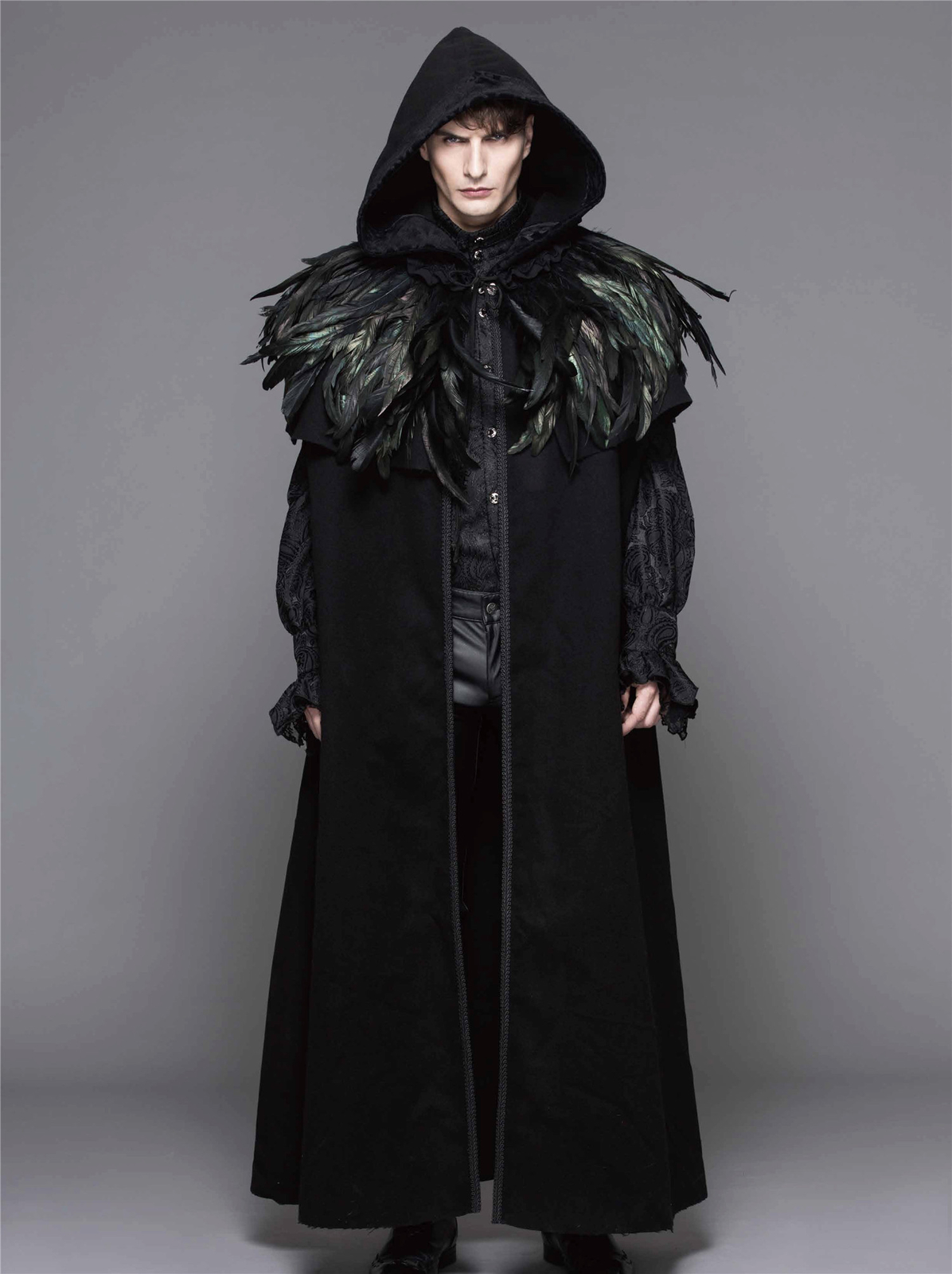 Pre-owned Devil Fashion Mens Steampunk Cloak Jacket Coat Black 