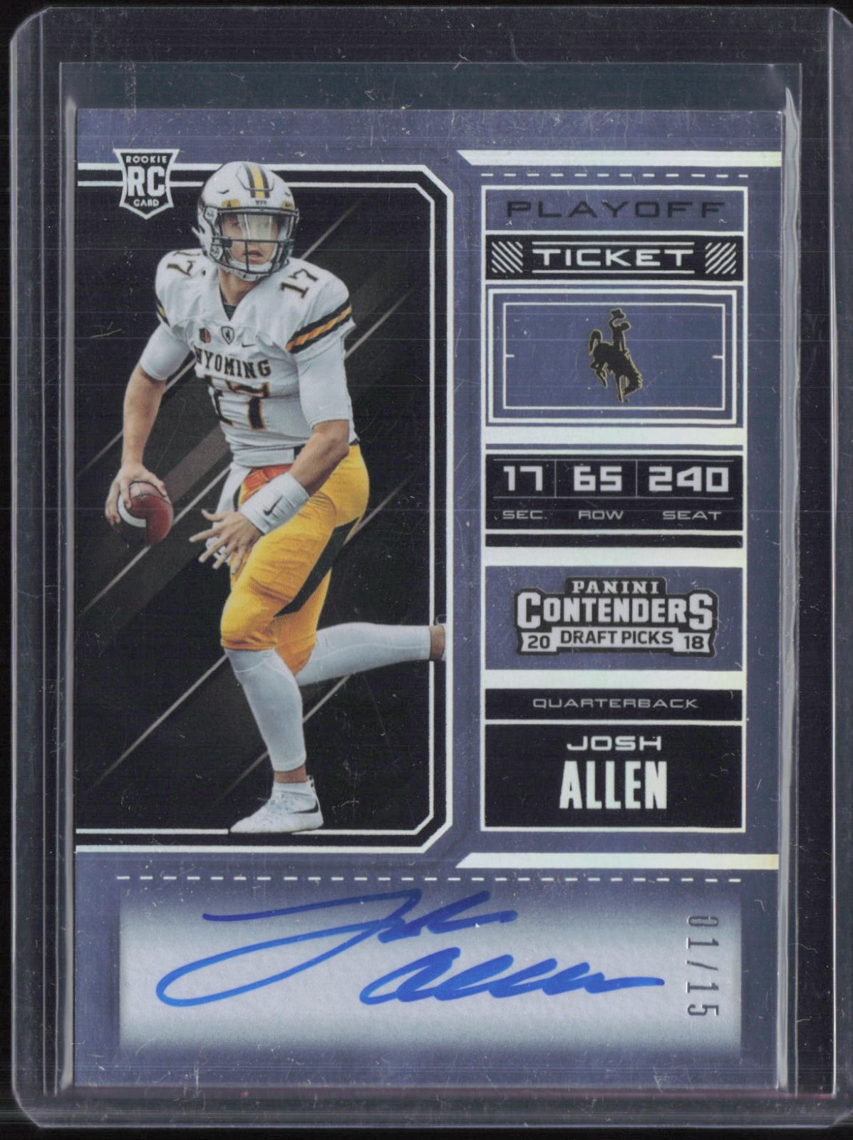 2018 Panini Contenders Playoff Ticket #103 Josh Allen 1/15 Auto RC Rookie