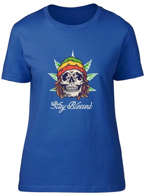 Stay Blessed Jamaican Reggae Fitted Womens Ladies T Shirt Gift