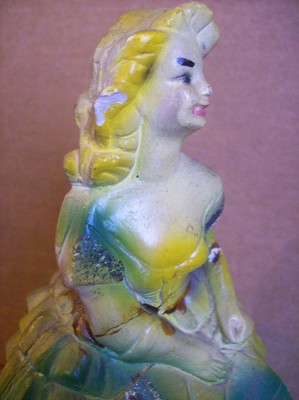 Chalkware Lady In Hoop Skirt Figurine 