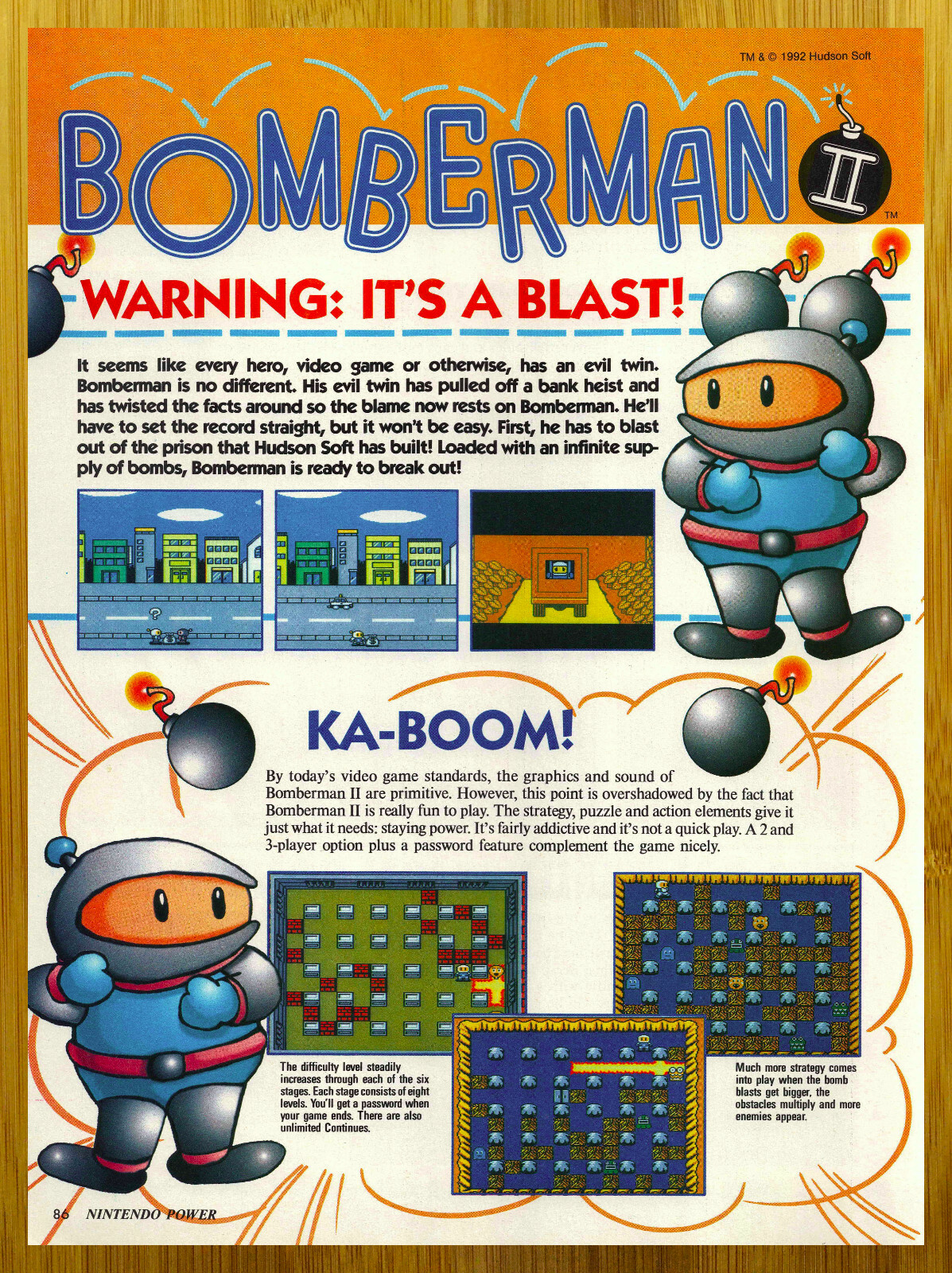 1992 Bomberman II NES Print Ad/Poster Original Authentic